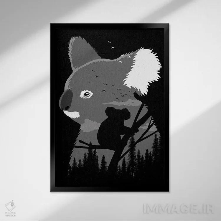 تابلو کوالا استرالیا اثر آلبرتو پرز - نمای قابدار مشکی