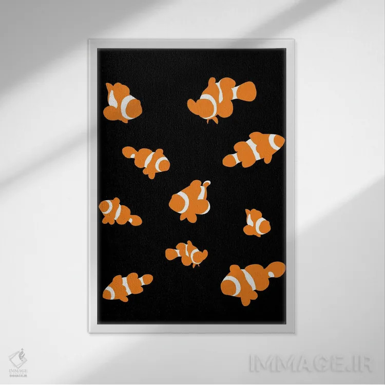 تابلو ماهی دلقک اثر آلبرتو پرز - نمای قابدار سفید