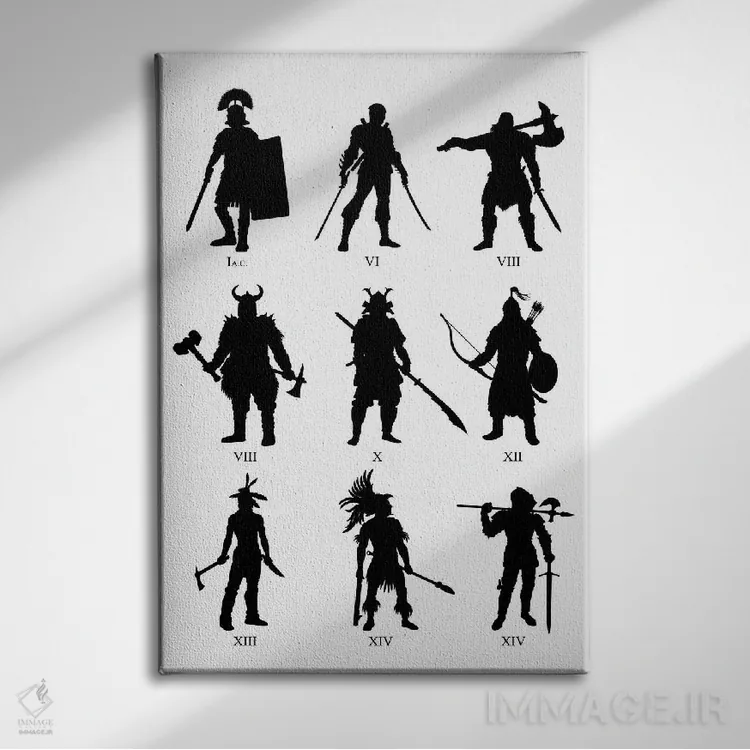 تابلو تاریخ جنگجویان اثر آلبرتو پرز - نمای روبهرو روی دیوار