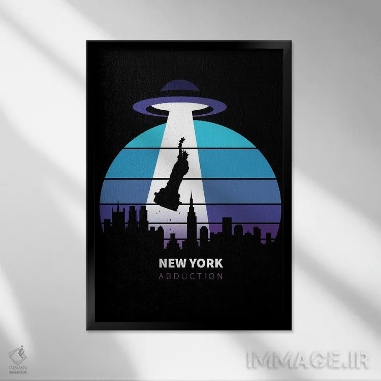 تابلو ربوده شدن مجسمه آزادی اثر آلبرتو پرز - نمای قابدار مشکی