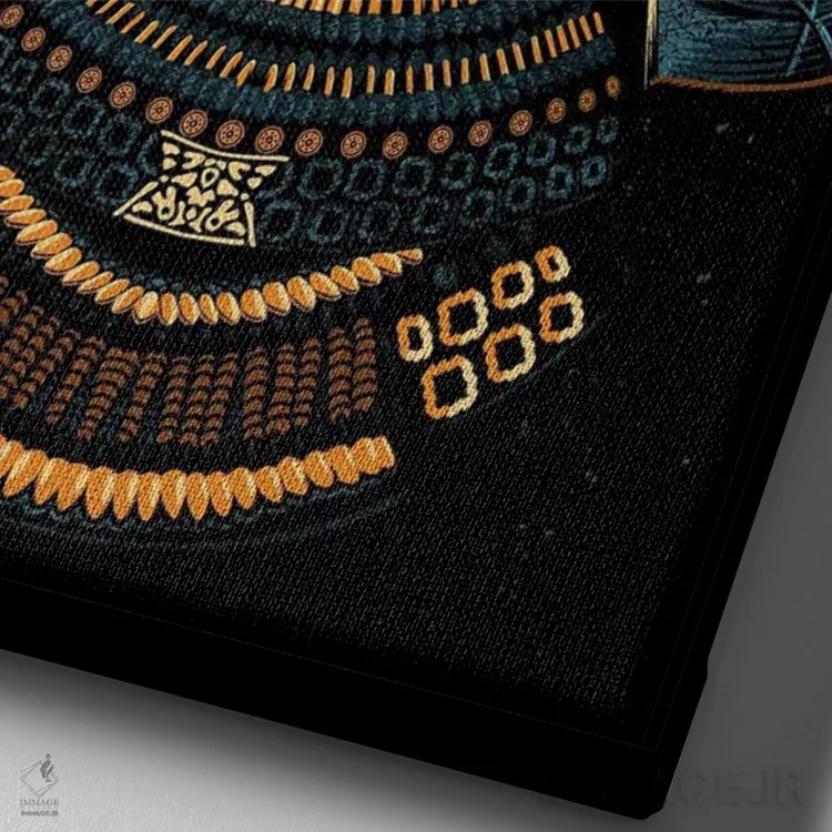 تابلو نقاب سامورایی طلایی اثر آلبرتو پرز - نمای نزدیک بافت بوم