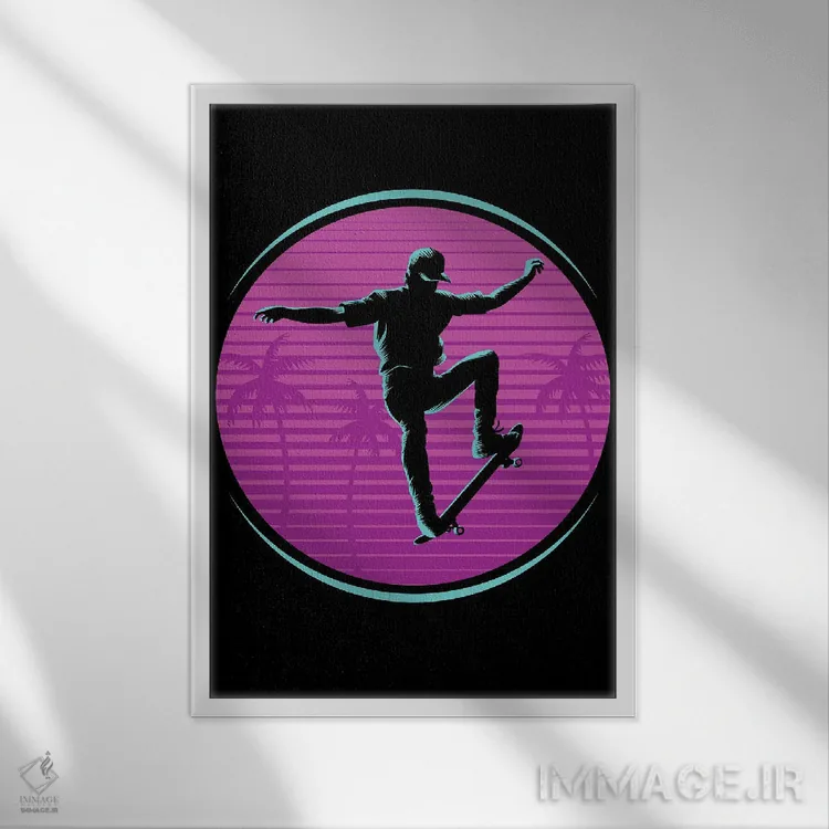 تابلو اسکیت کلاسیک (رترو) اثر آلبرتو پرز - نمای قابدار سفید