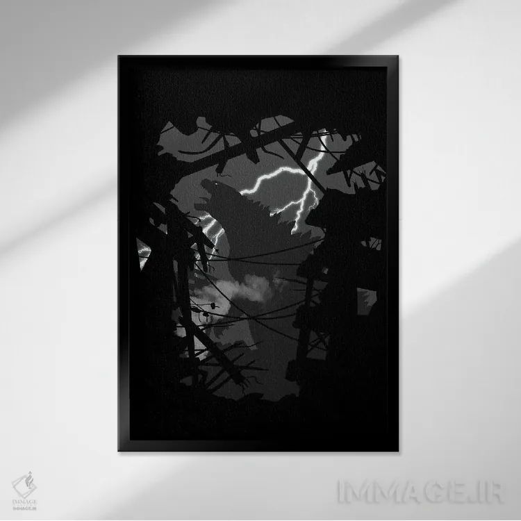 تابلو نابودی شهر اثر آلبرتو پرز - نمای قابدار مشکی