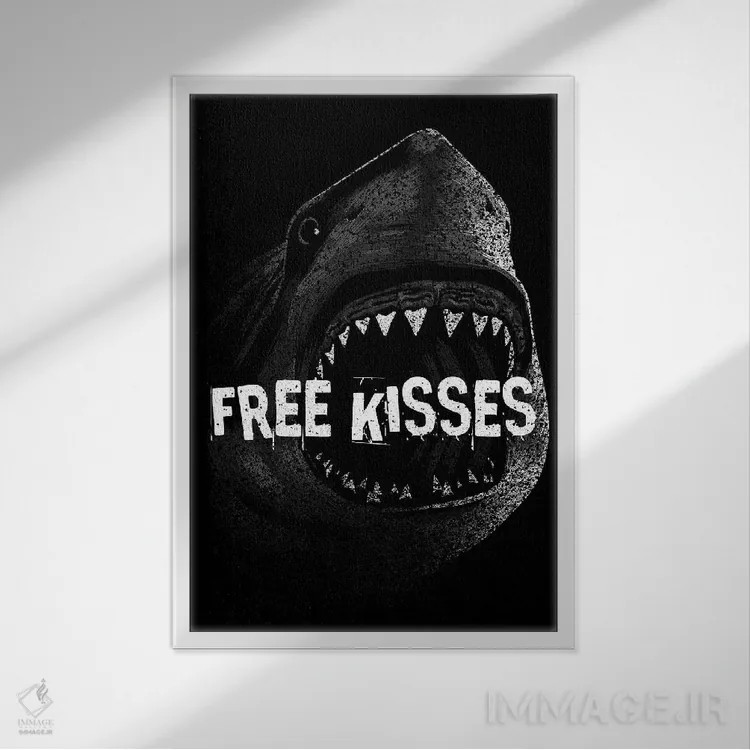 تابلو کوسهٔ بوسه رایگان اثر آلبرتو پرز - نمای قابدار سفید