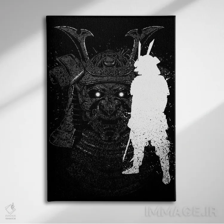 تابلو نقاشی سامورایی با جوهر اثر آلبرتو پرز - نمای روبهرو روی دیوار