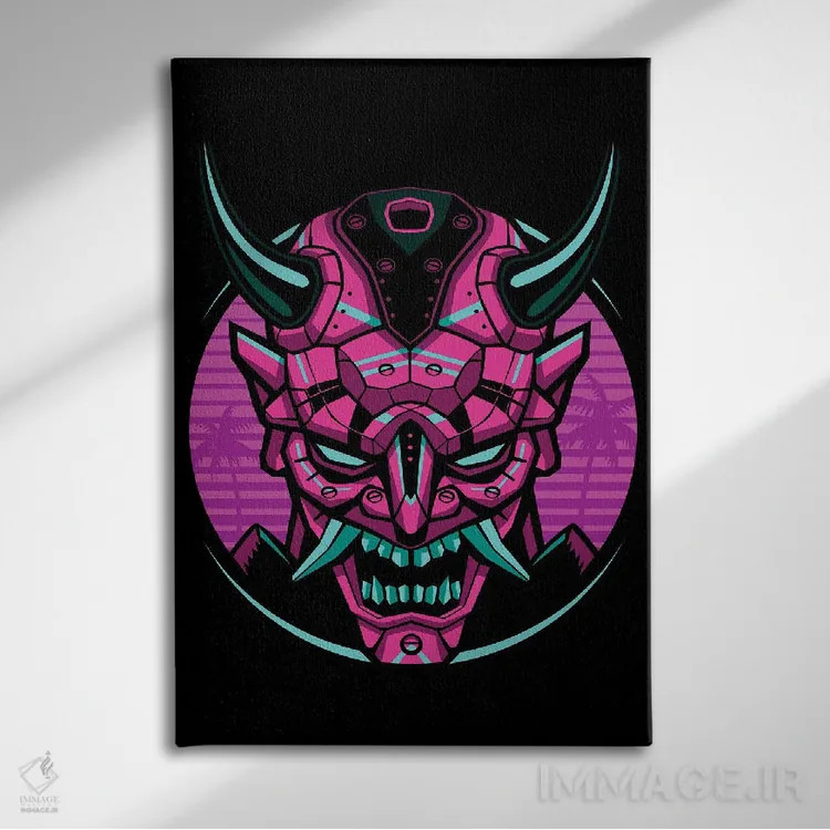 تابلو سامورایی مکانیکی با سبک قدیمی اثر آلبرتو پرز - نمای روبهرو روی دیوار