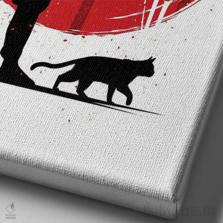 تابلو سامورایی با گربهاش اثر آلبرتو پرز - نمای نزدیک بافت بوم