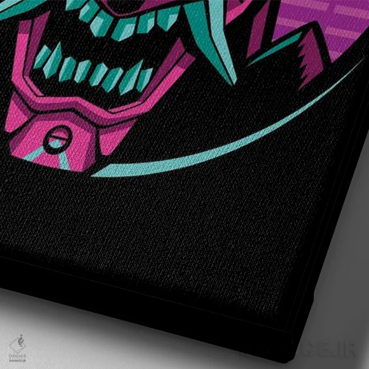 تابلو سامورایی مکانیکی با سبک قدیمی اثر آلبرتو پرز - نمای نزدیک بافت بوم