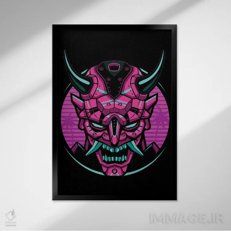 تابلو سامورایی مکانیکی با سبک قدیمی اثر آلبرتو پرز - نمای قابدار مشکی