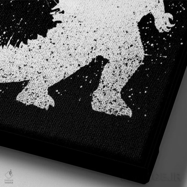 تابلو پادشاه هیولاها با نقاشی جوهری اثر آلبرتو پرز - نمای نزدیک بافت بوم