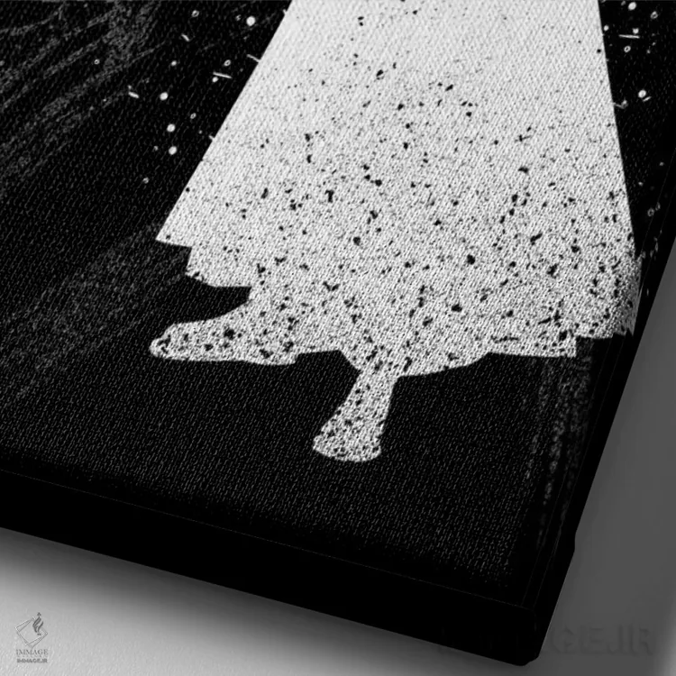 تابلو نقاب کاتانا با طراحی جوهری اثر آلبرتو پرز - نمای نزدیک بافت بوم