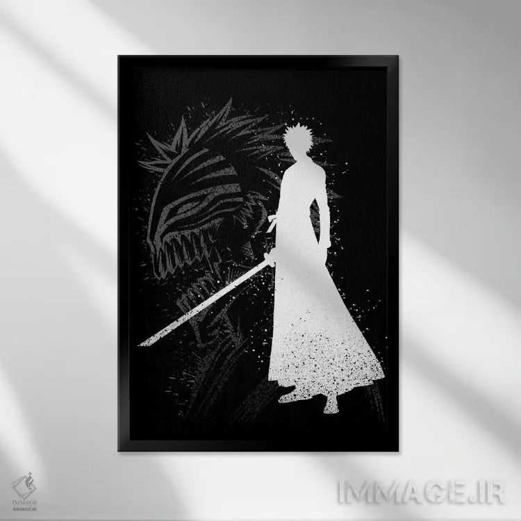 تابلو نقاب کاتانا با طراحی جوهری اثر آلبرتو پرز - نمای قابدار مشکی