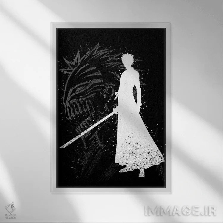 تابلو نقاب کاتانا با طراحی جوهری اثر آلبرتو پرز - نمای قابدار سفید