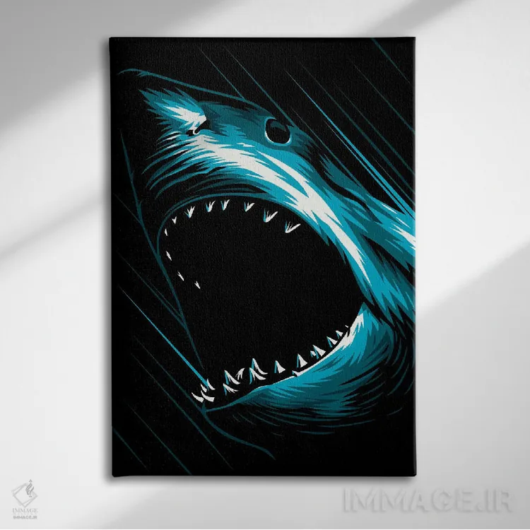 تابلو حمله کوسه اثر آلبرتو پرز - نمای روبهرو روی دیوار