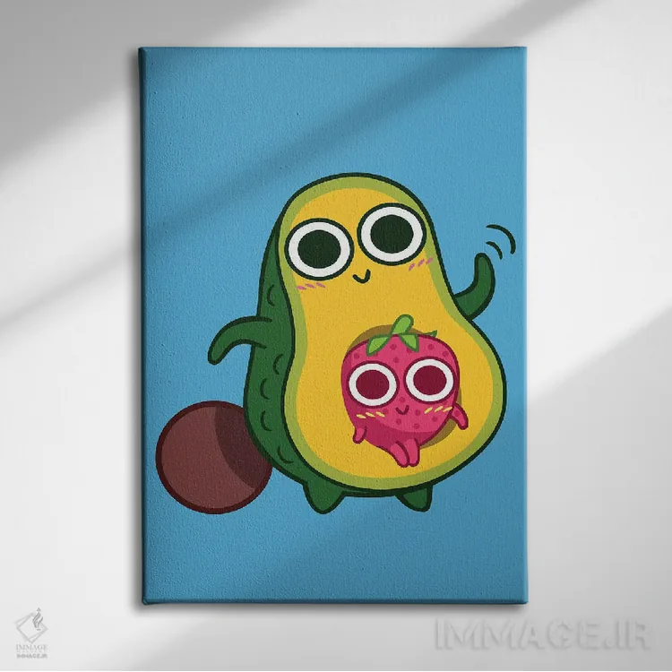 تابلو آووکادو و توتفرنگی اثر آلبرتو پرز - نمای روبهرو روی دیوار