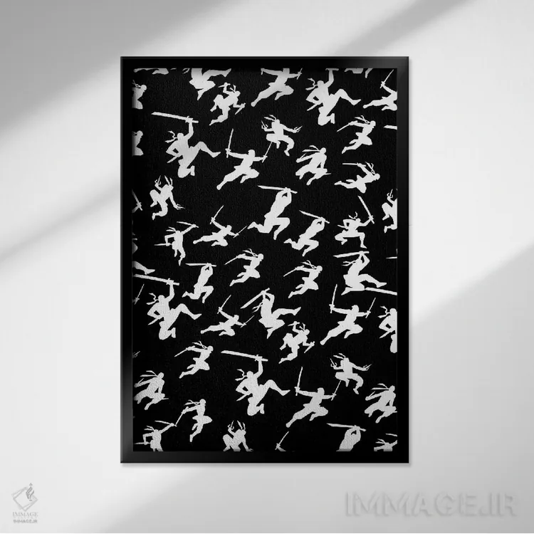 تابلو نینجاها اثر آلبرتو پرز - نمای قابدار مشکی