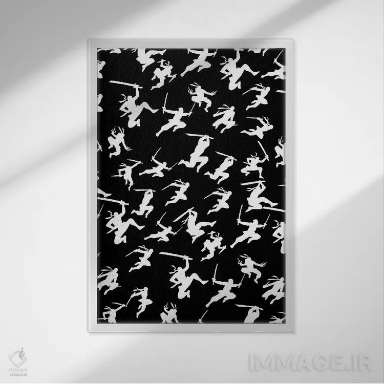 تابلو نینجاها اثر آلبرتو پرز - نمای قابدار سفید