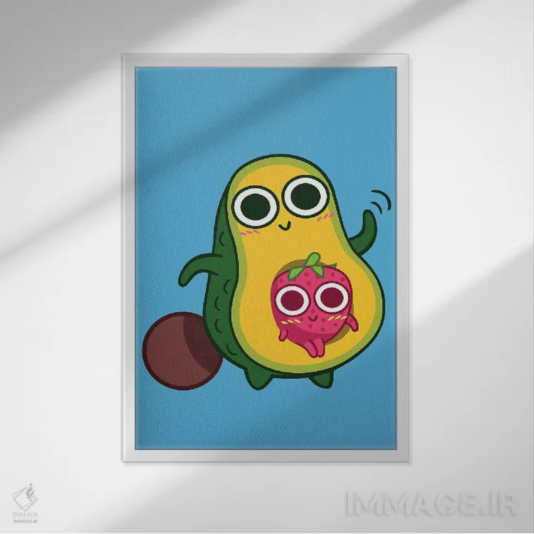 تابلو آووکادو و توتفرنگی اثر آلبرتو پرز - نمای قابدار سفید