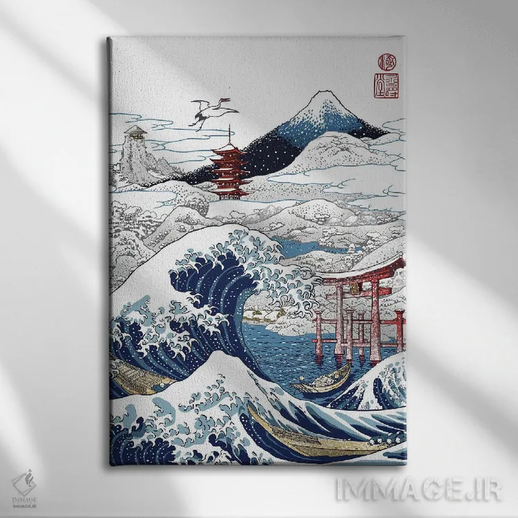 تابلو زمستان برفی در ژاپن اثر آلبرتو پرز - نمای روبهرو روی دیوار