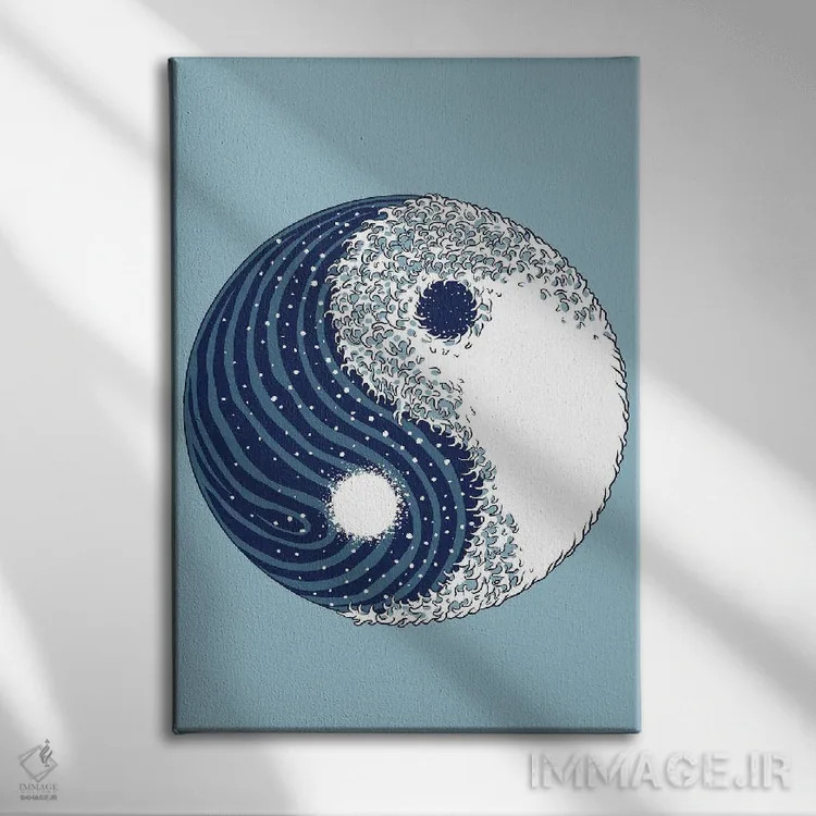 تابلو موج بزرگ یین و یانگ اثر آلبرتو پرز - نمای روبهرو روی دیوار