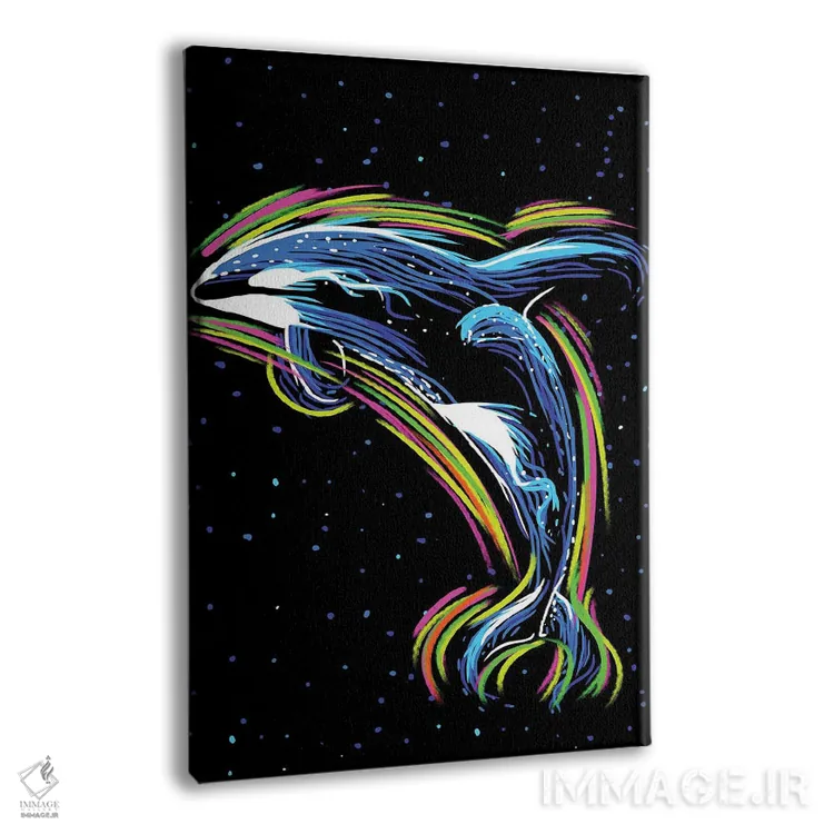 تابلو نهنگ قاتل با خطوط نئونی (سبک اسپانیایی) اثر آلبرتو پرز - نمای پرسپکتیو محصول