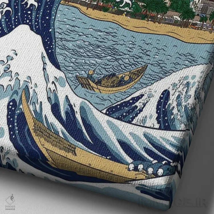 تابلو موج بزرگ بارسلون اثر آلبرتو پرز - نمای نزدیک بافت بوم