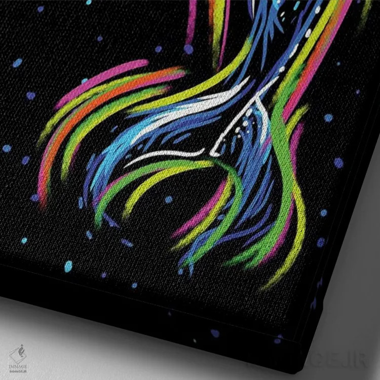 تابلو نهنگ قاتل با خطوط نئونی (سبک اسپانیایی) اثر آلبرتو پرز - نمای نزدیک بافت بوم