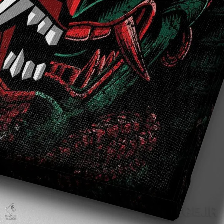 تابلو نقاب دوتایی سامورایی اثر آلبرتو پرز - نمای نزدیک بافت بوم