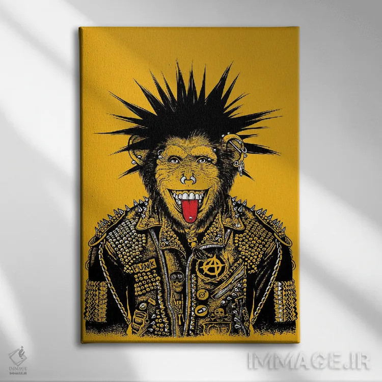 تابلو شامپانزه پانکی اثر آلبرتو پرز - نمای روبهرو روی دیوار