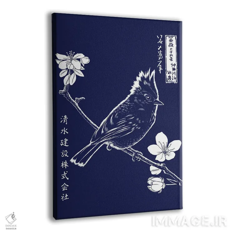 تابلو گنجشک روی شاخهای در شب ژاپن اثر آلبرتو پرز - نمای پرسپکتیو محصول