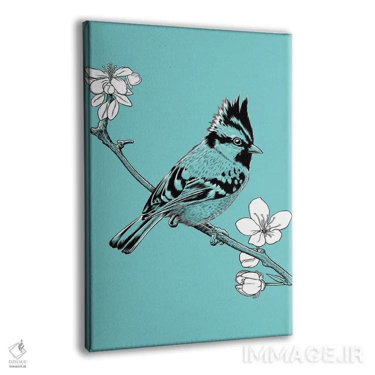 تابلو گنجشک تاجدار بر شاخهای در ژاپن اثر آلبرتو پرز - نمای پرسپکتیو محصول