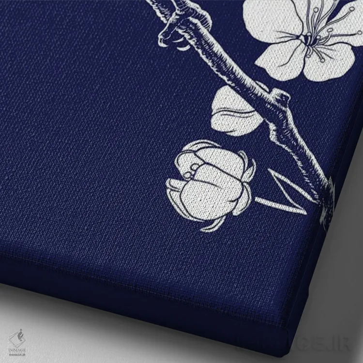 تابلو گنجشک روی شاخهای در شب ژاپن اثر آلبرتو پرز - نمای نزدیک بافت بوم