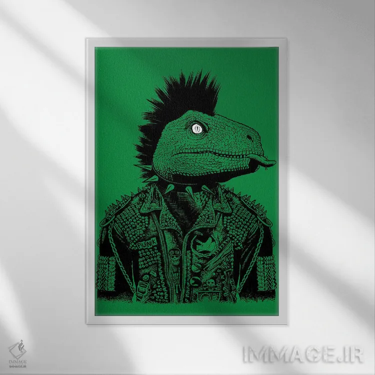 تابلو ولاسیرپتور موتورسوار پانکی اثر آلبرتو پرز - نمای قابدار سفید