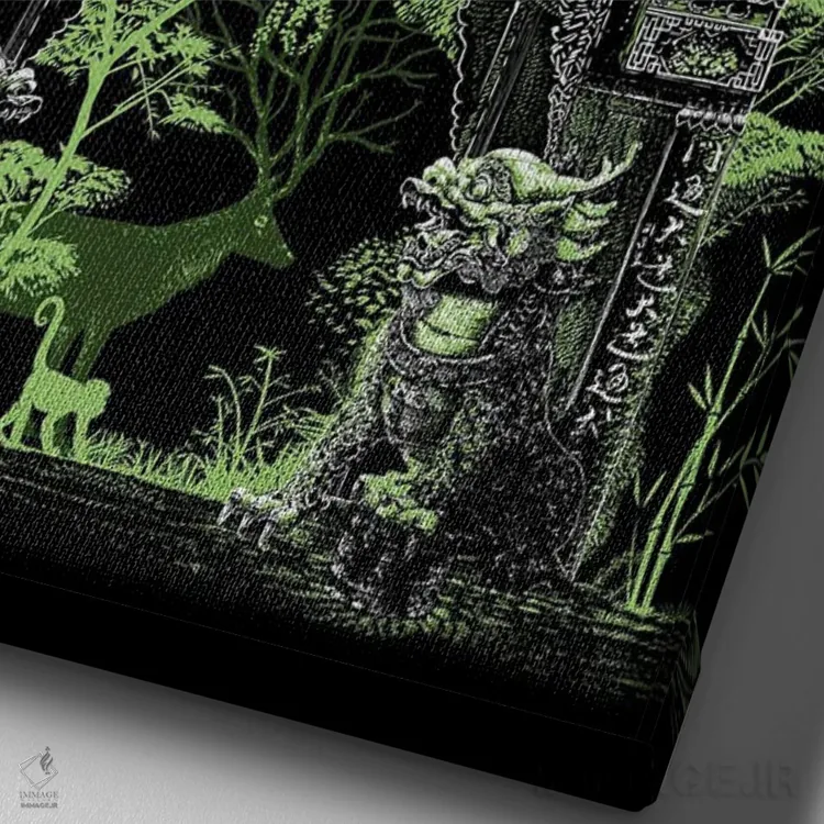 تابلو دروازه معبد چینی اثر آلبرتو پرز - نمای نزدیک بافت بوم