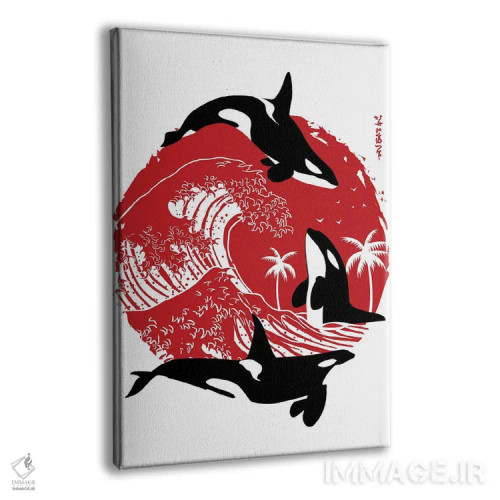 تابلو نهنگهای قاتل در موج بزرگ اثر آلبرتو پرز - نمای پرسپکتیو محصول