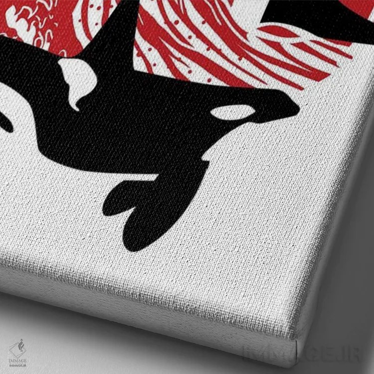 تابلو نهنگهای قاتل در موج بزرگ اثر آلبرتو پرز - نمای نزدیک بافت بوم