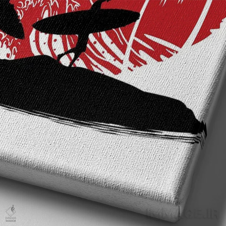 تابلو موجسواری روی موج بزرگ اثر آلبرتو پرز - نمای نزدیک بافت بوم