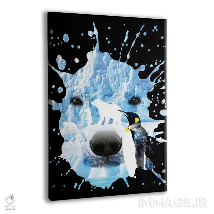 تابلو خرس قطبی با پنگوئن اثر آلبرتو پرز - نمای پرسپکتیو محصول