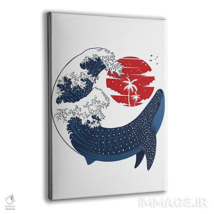 تابلو کوسهنهنگ در موج بزرگ ژاپنی اثر آلبرتو پرز - نمای پرسپکتیو محصول