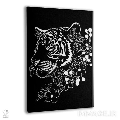 تابلو ببر با خطوط سفید مینیمال اثر آلبرتو پرز - نمای پرسپکتیو محصول