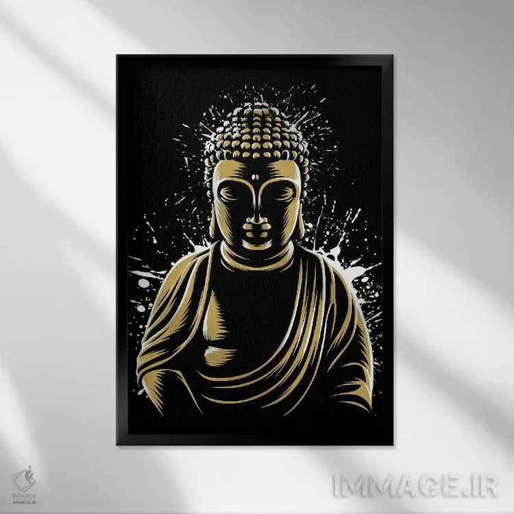 تابلو بودای طلایی اثر آلبرتو پرز - نمای قابدار مشکی