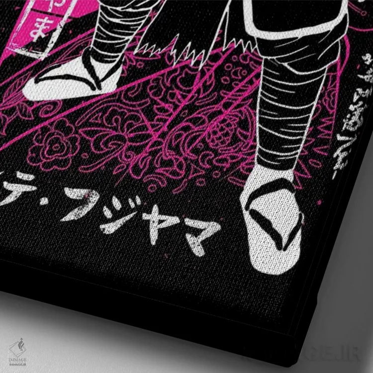 تابلو سامورایی محافظ گیشا اثر آلبرتو پرز - نمای نزدیک بافت بوم