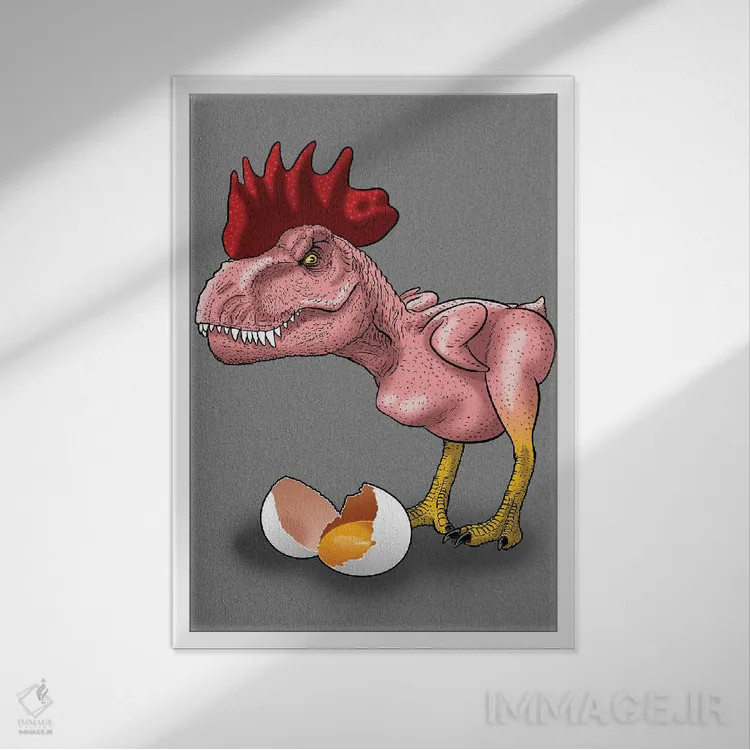 تابلو خروس رکس اثر آلبرتو پرز - نمای قابدار سفید