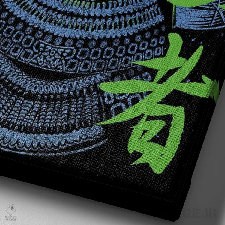 تابلو جنگجوی سامورایی خطخورده اثر آلبرتو پرز - نمای نزدیک بافت بوم