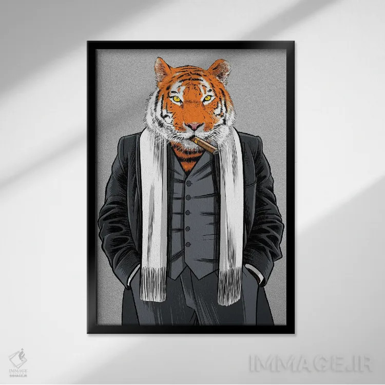 تابلو ببر گانگستر اثر آلبرتو پرز - نمای قابدار مشکی