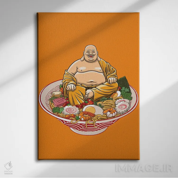 تابلو راهب چاق روی رامن اثر آلبرتو پرز - نمای روبهرو روی دیوار
