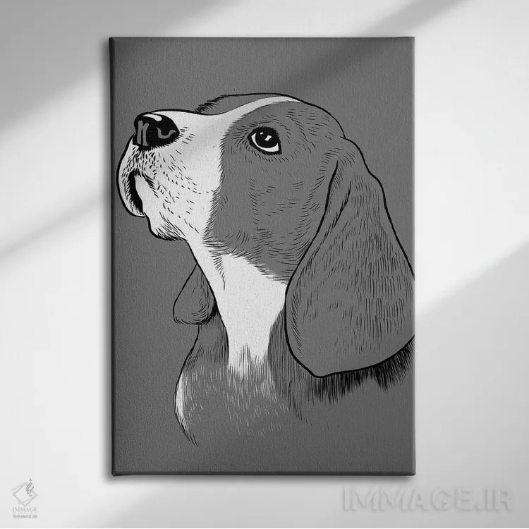 تابلو سگ بیگل دوستداشتنی اثر آلبرتو پرز - نمای روبهرو روی دیوار