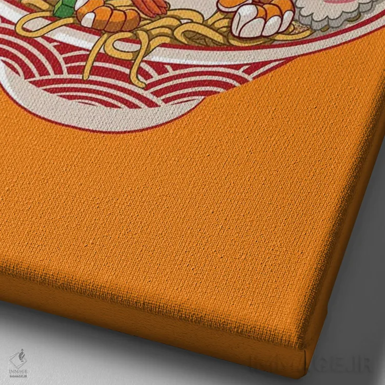 تابلو راهب چاق روی رامن اثر آلبرتو پرز - نمای نزدیک بافت بوم