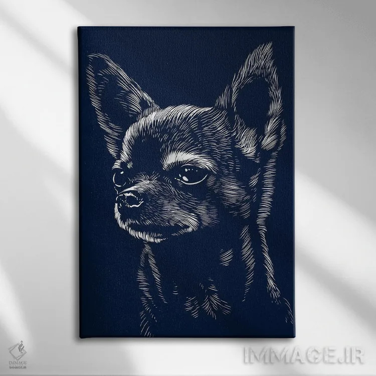 تابلو صورت سگ چیواوا اثر آلبرتو پرز - نمای روبهرو روی دیوار