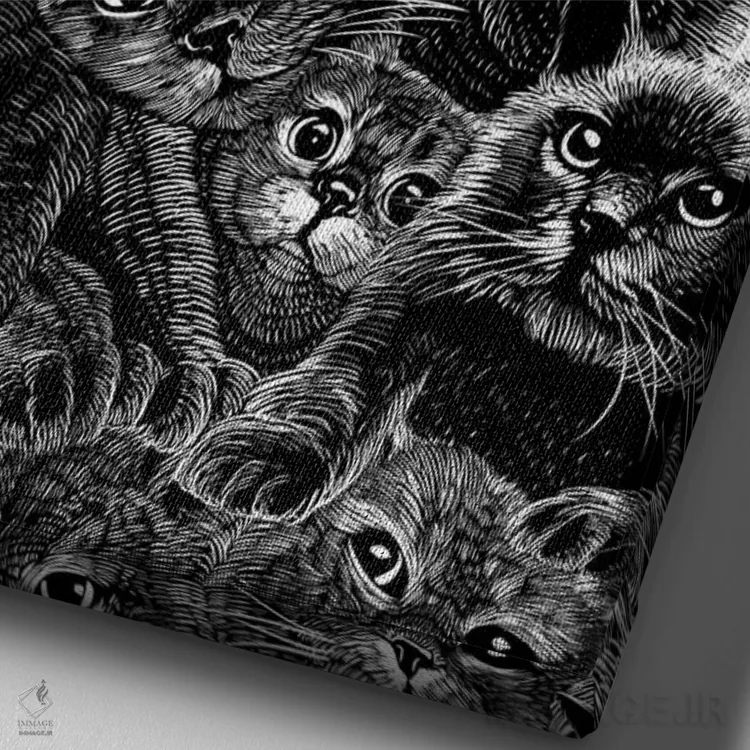 تابلو گربههای دوستداشتنی اثر آلبرتو پرز - نمای نزدیک بافت بوم